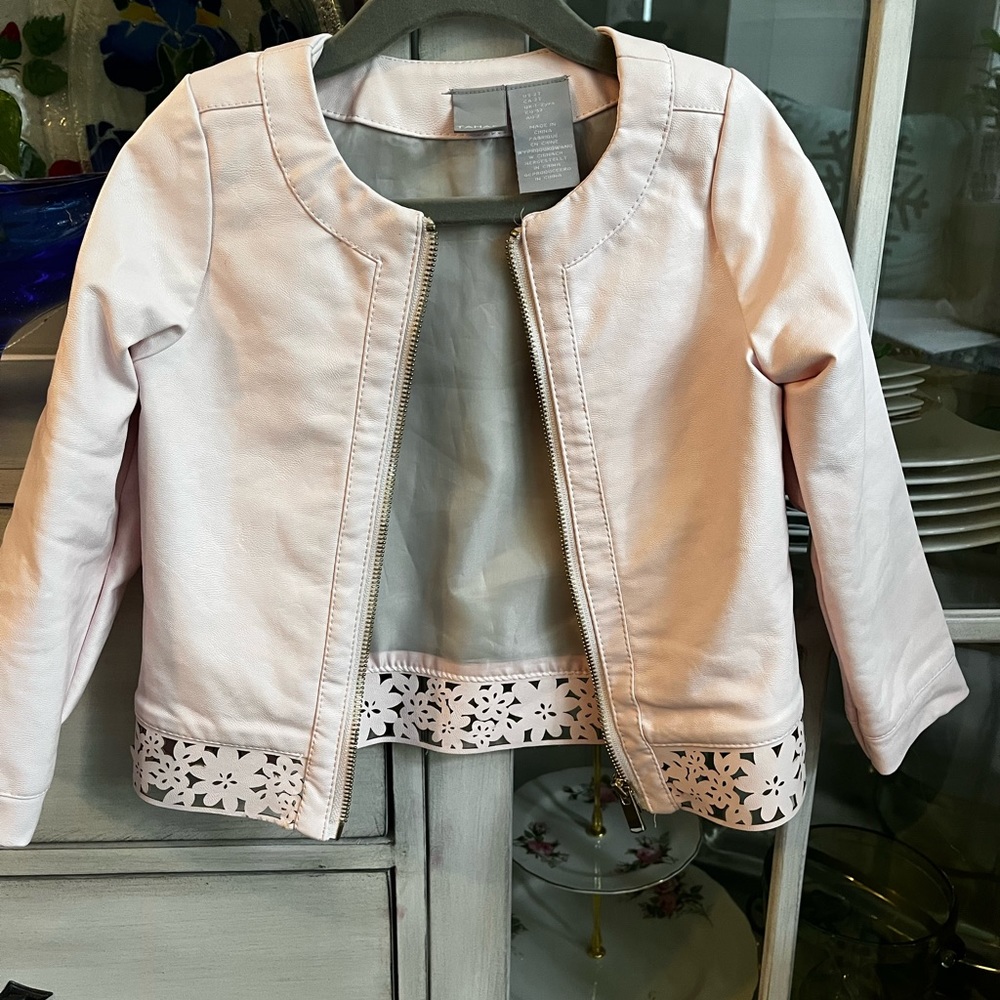 Toddler pink tahari leather jacket